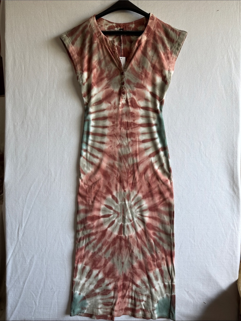 Sleeveless Tie-Dye Maxi Dress in Rust and Sage